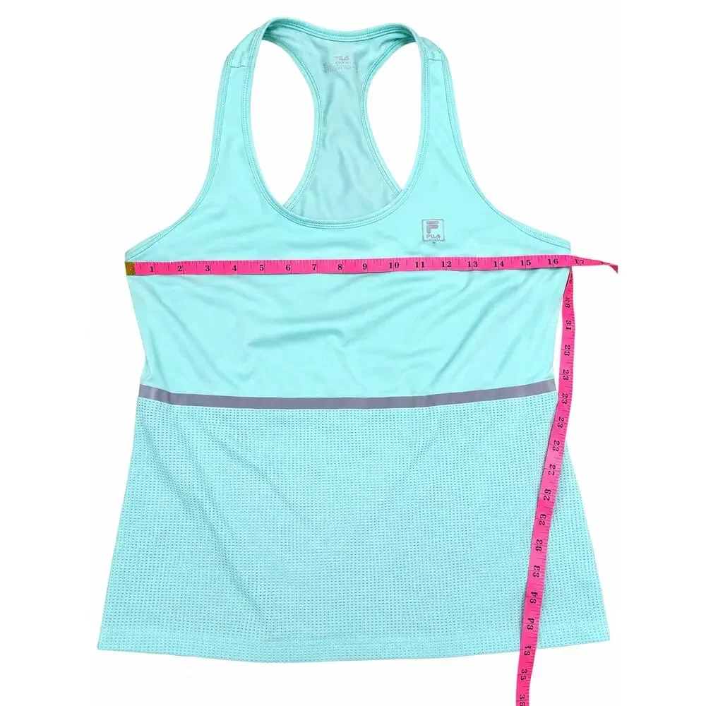 FILA Sport Women’s L Mint Green Racerback Mesh Tank Built In Bra Reflective